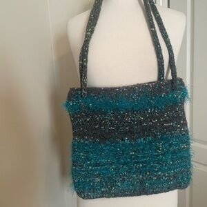 Adorable Boho Knit Multi Color Bag with Shoulder Strap